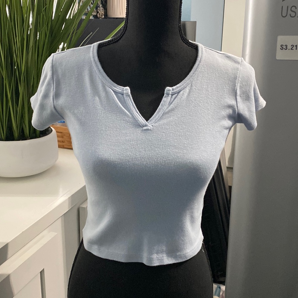 Brandy Melville V cut classic Crop Tee, EUC. One Size